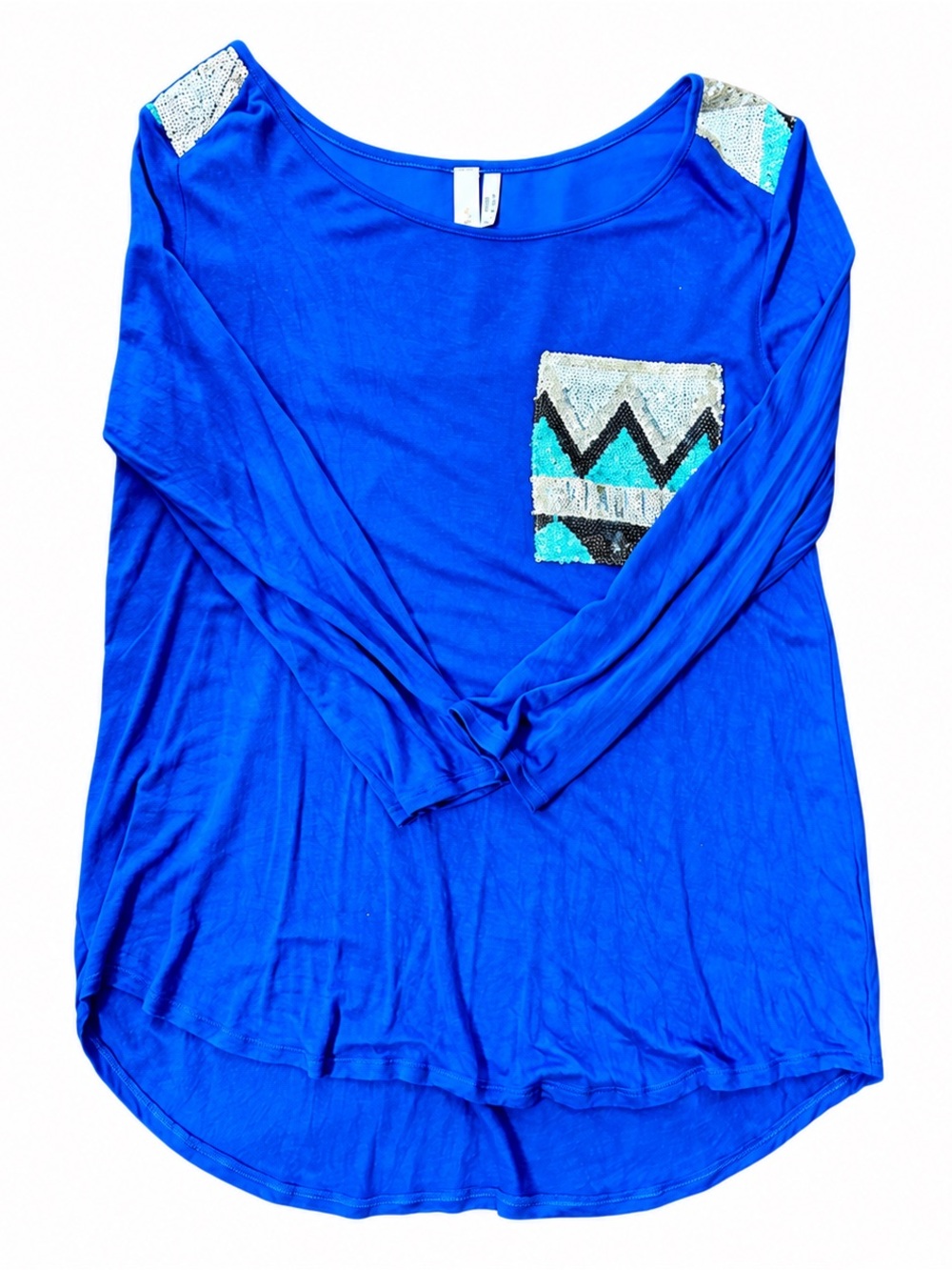 Love Zoe - Women's sequin & blue knit top - size small